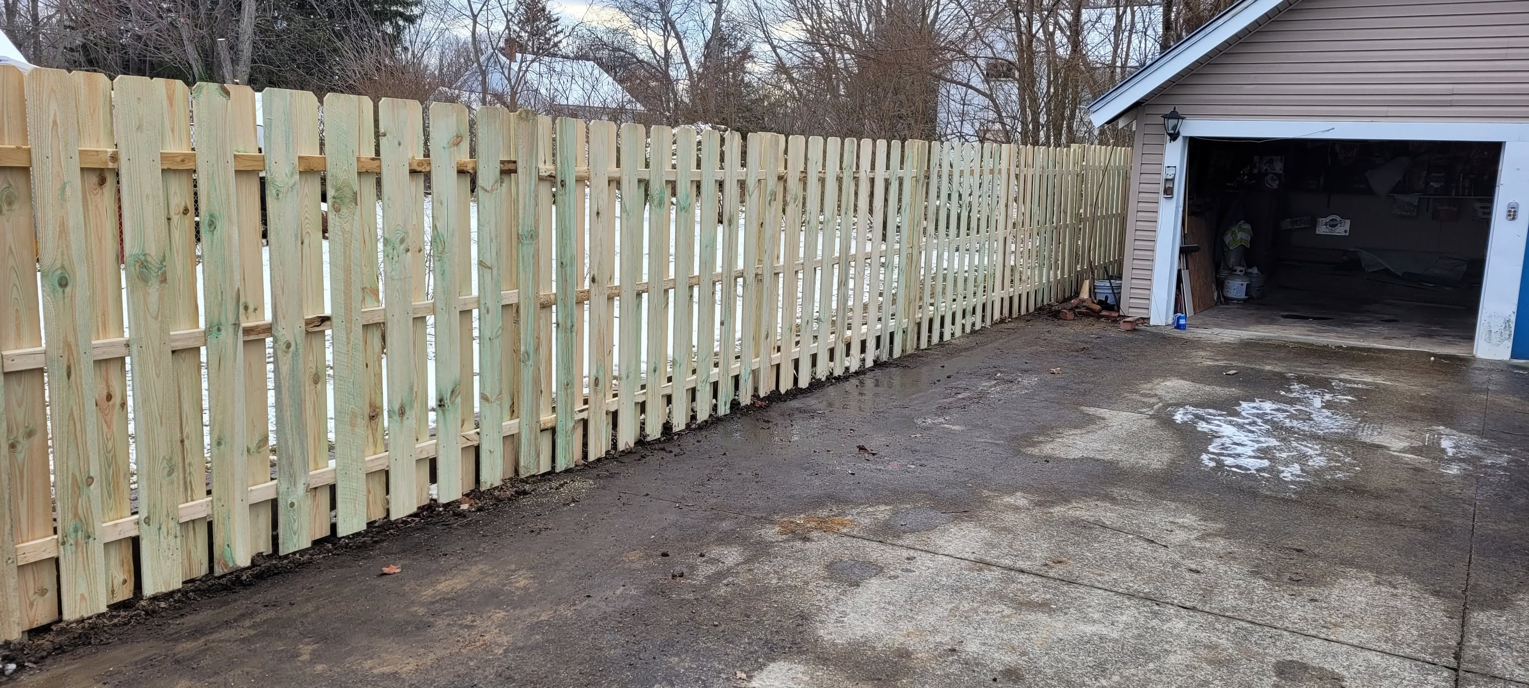 Completed wood fence project